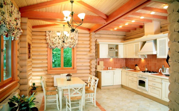 Вариант дизайна кухни в деревянном доме