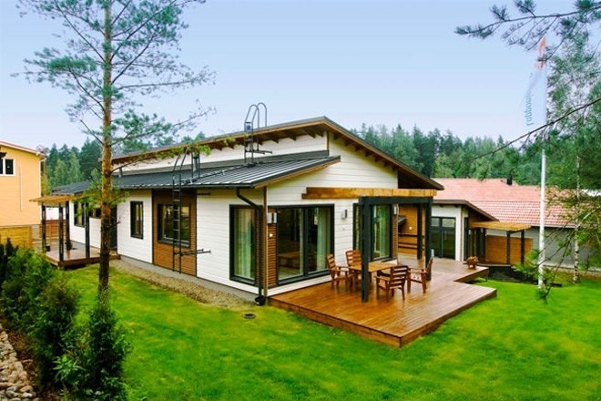 Одноэтажные финские дома из бруса с верандой: как возводится деревянная .